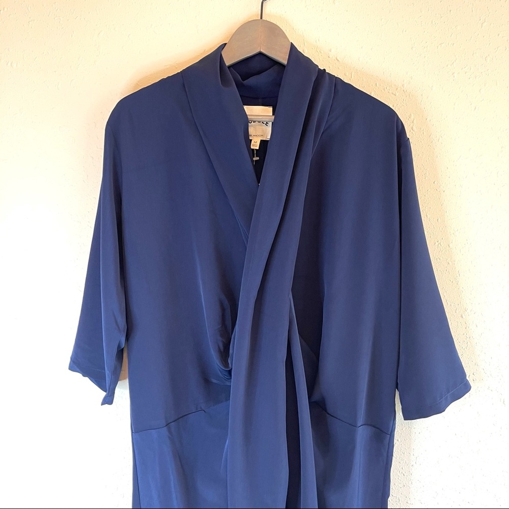 Dubgee by Whoopi Navy Women’s 3/4 Sleeve Overlap Dress Size Medium NWT - Picture 5 of 11